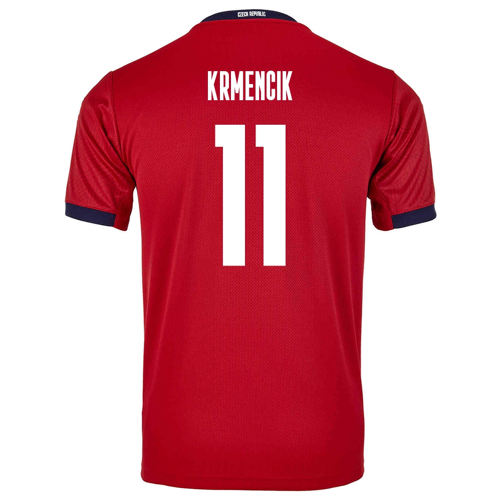 Herren Tschechische Fussballnationalmannschaft Michael Krmencik #11 Heimtrikot Rot 2021 Trikot