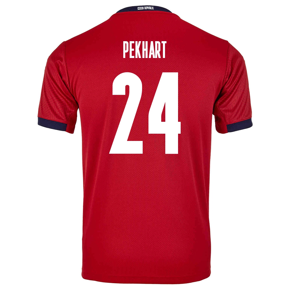 Kinder Tschechische Fussballnationalmannschaft Tomas Pekhart #24 Heimtrikot Rot 2021 Trikot
