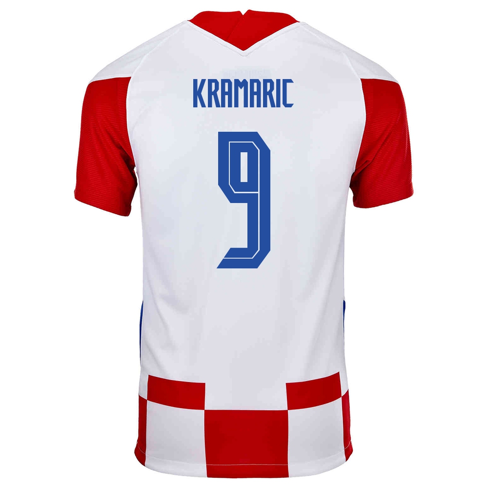 Damen Kroatische Fussballnationalmannschaft Andrej Kramaric #9 Heimtrikot Rot Weiß 2021 Trikot