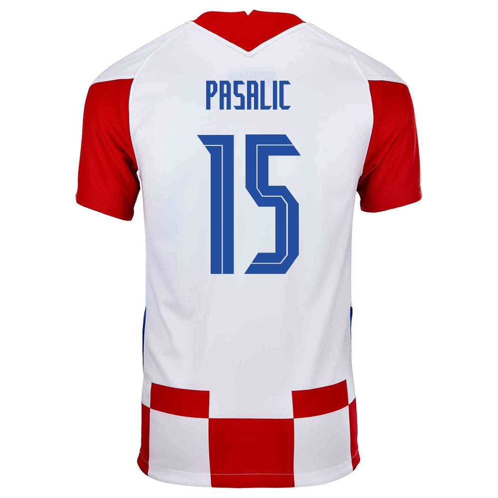 Herren Kroatische Fussballnationalmannschaft Mario Pasalic #15 Heimtrikot Rot Weiß 2021 Trikot
