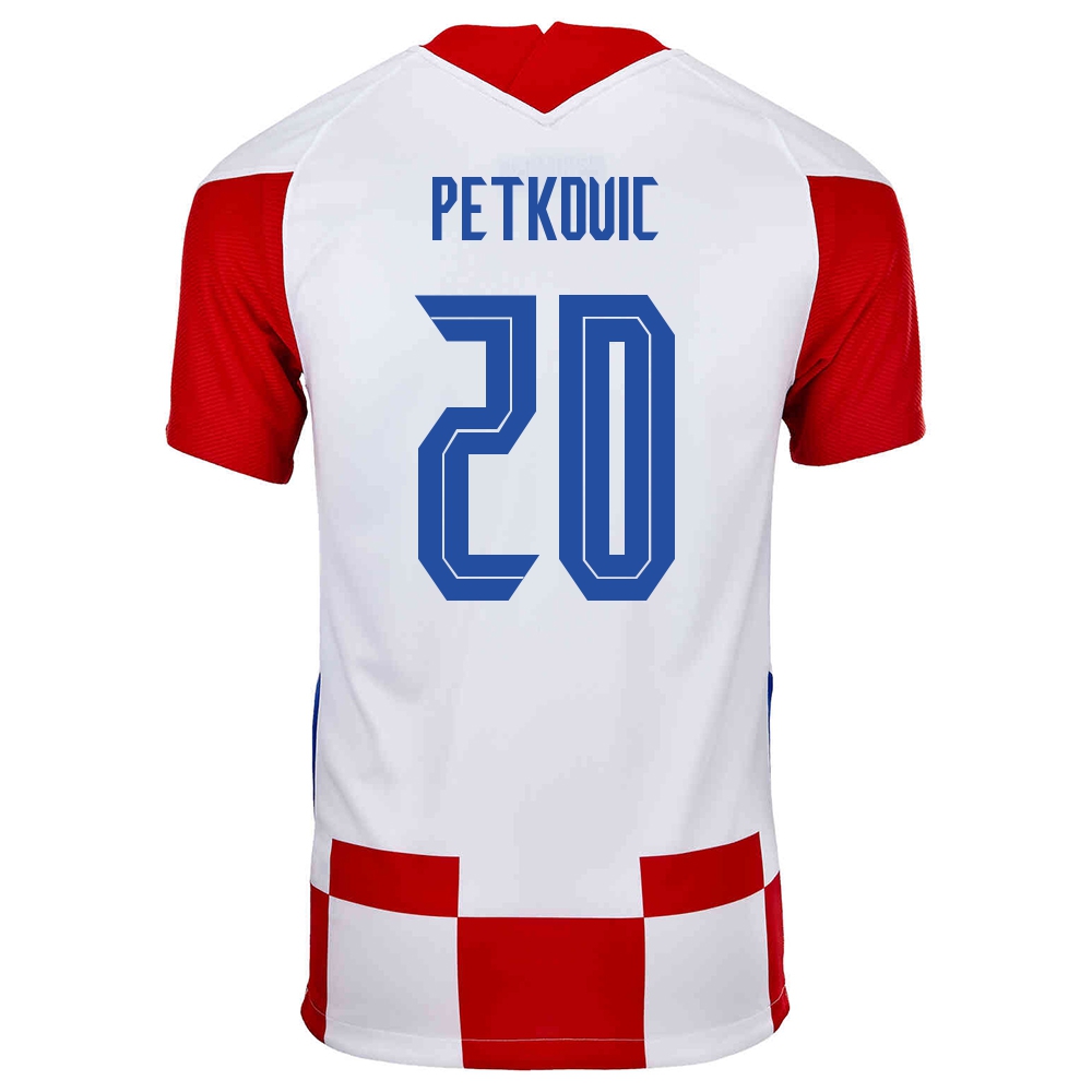 Damen Kroatische Fussballnationalmannschaft Bruno Petkovic #20 Heimtrikot Rot Weiß 2021 Trikot
