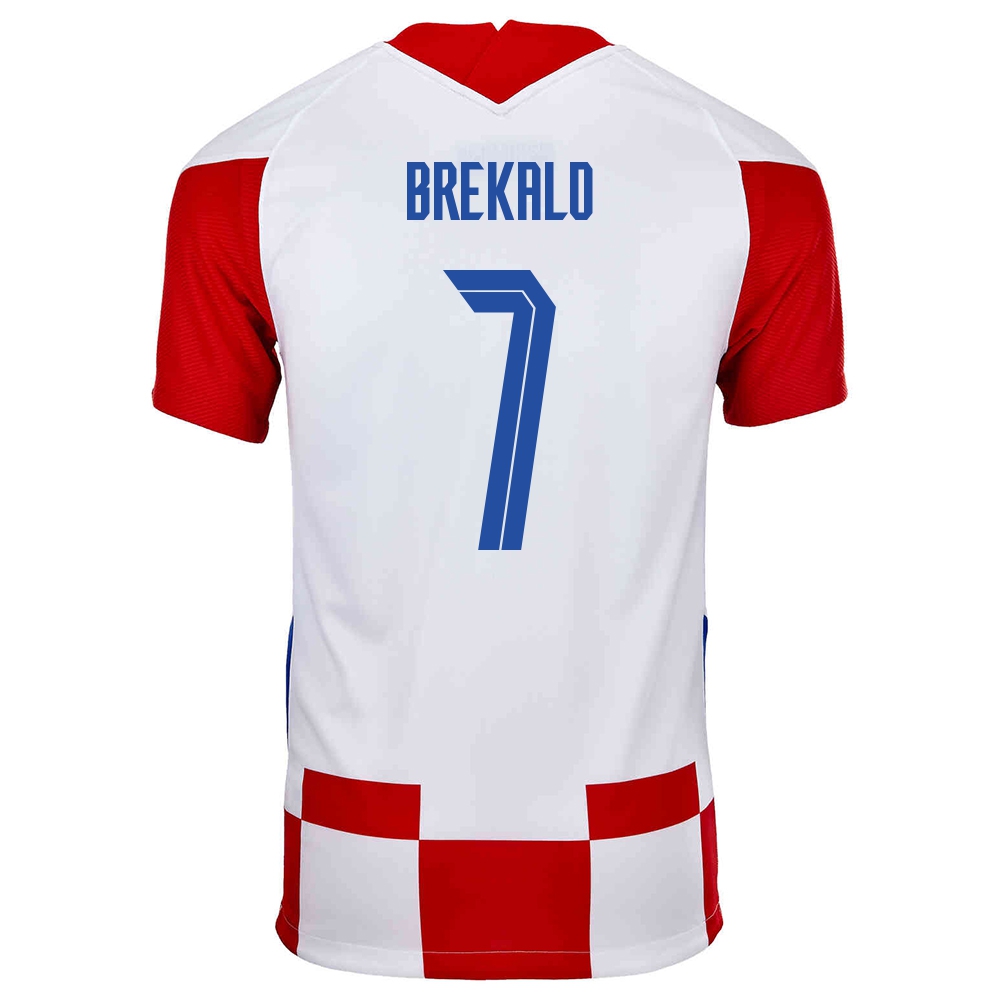 Damen Kroatische Fussballnationalmannschaft Josip Brekalo #7 Heimtrikot Rot Weiß 2021 Trikot