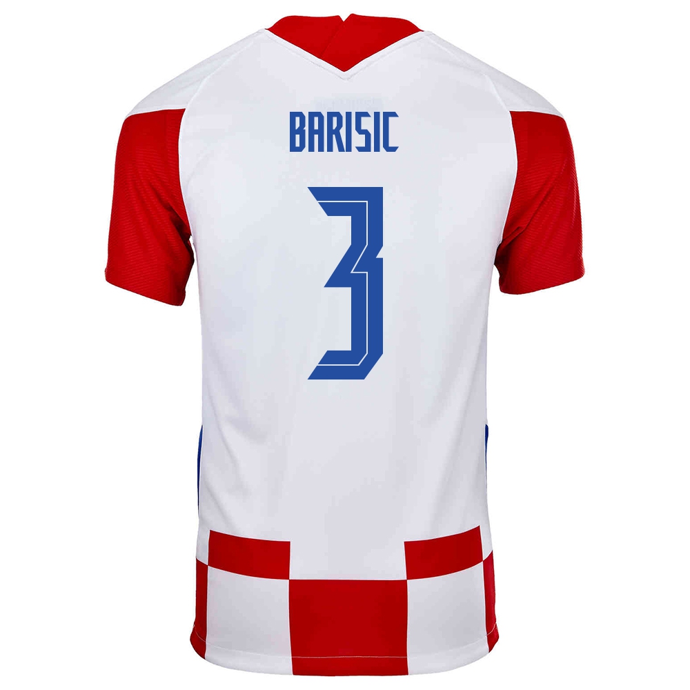 Kinder Kroatische Fussballnationalmannschaft Borna Barisic #3 Heimtrikot Rot Weiß 2021 Trikot