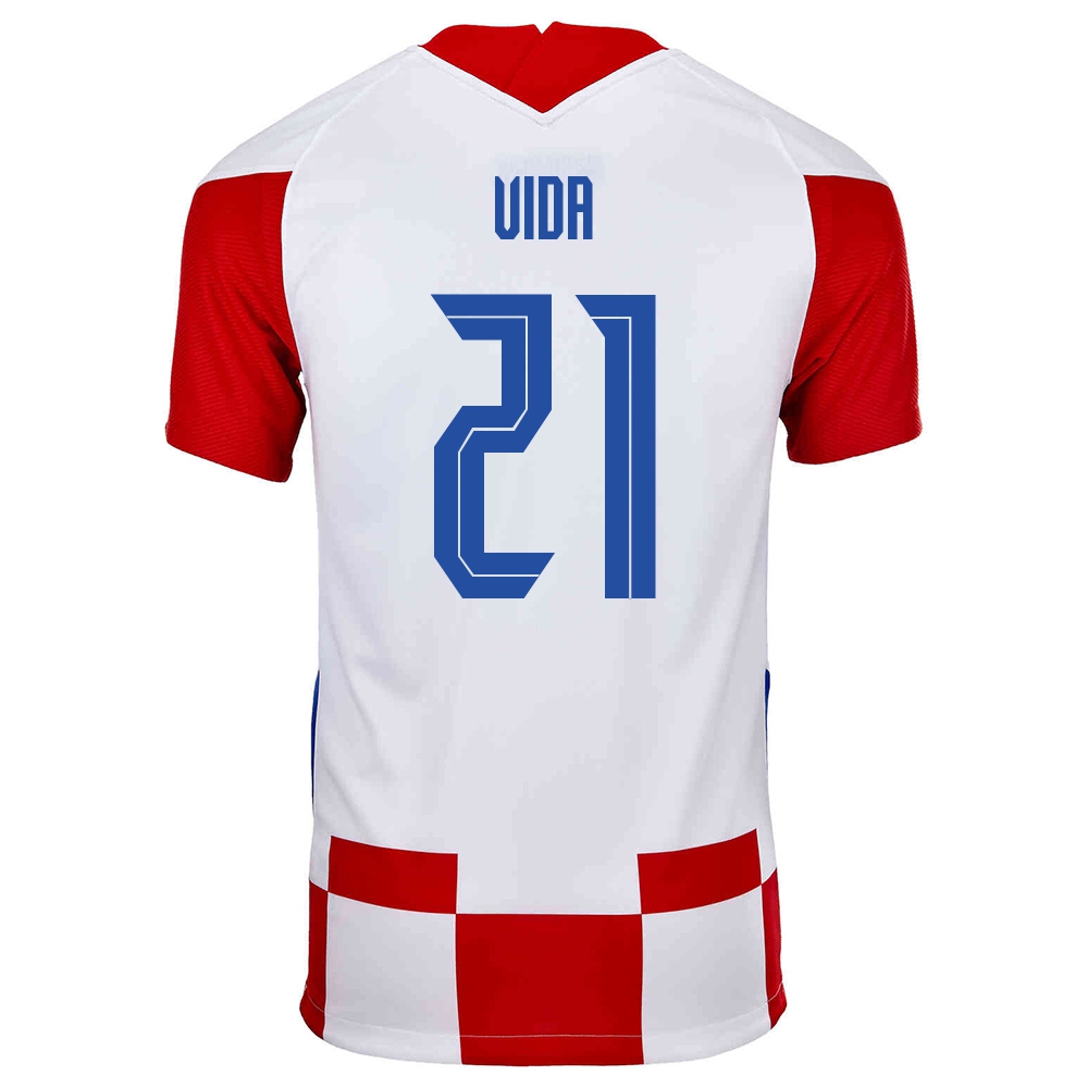 Herren Kroatische Fussballnationalmannschaft Domagoj Vida #21 Heimtrikot Rot Weiß 2021 Trikot
