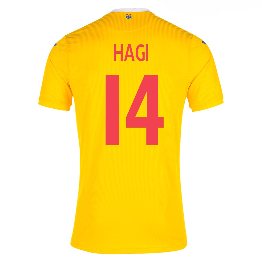 Kinder Rumänische Fussballnationalmannschaft Ianis Hagi #14 Heimtrikot Gelb 2021 Trikot