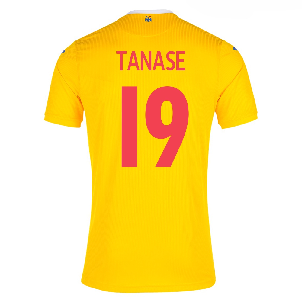 Kinder Rumänische Fussballnationalmannschaft Florin Tanase #19 Heimtrikot Gelb 2021 Trikot