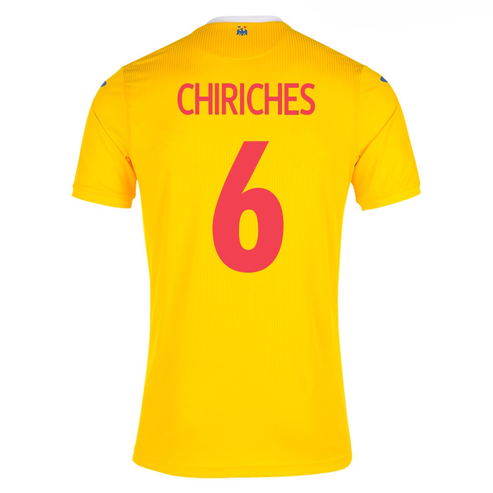 Kinder Rumänische Fussballnationalmannschaft Vlad Chiriches #6 Heimtrikot Gelb 2021 Trikot