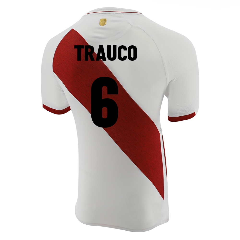Kinder Peruanische Fussballnationalmannschaft Miguel Trauco #6 Heimtrikot Weiß 2021 Trikot