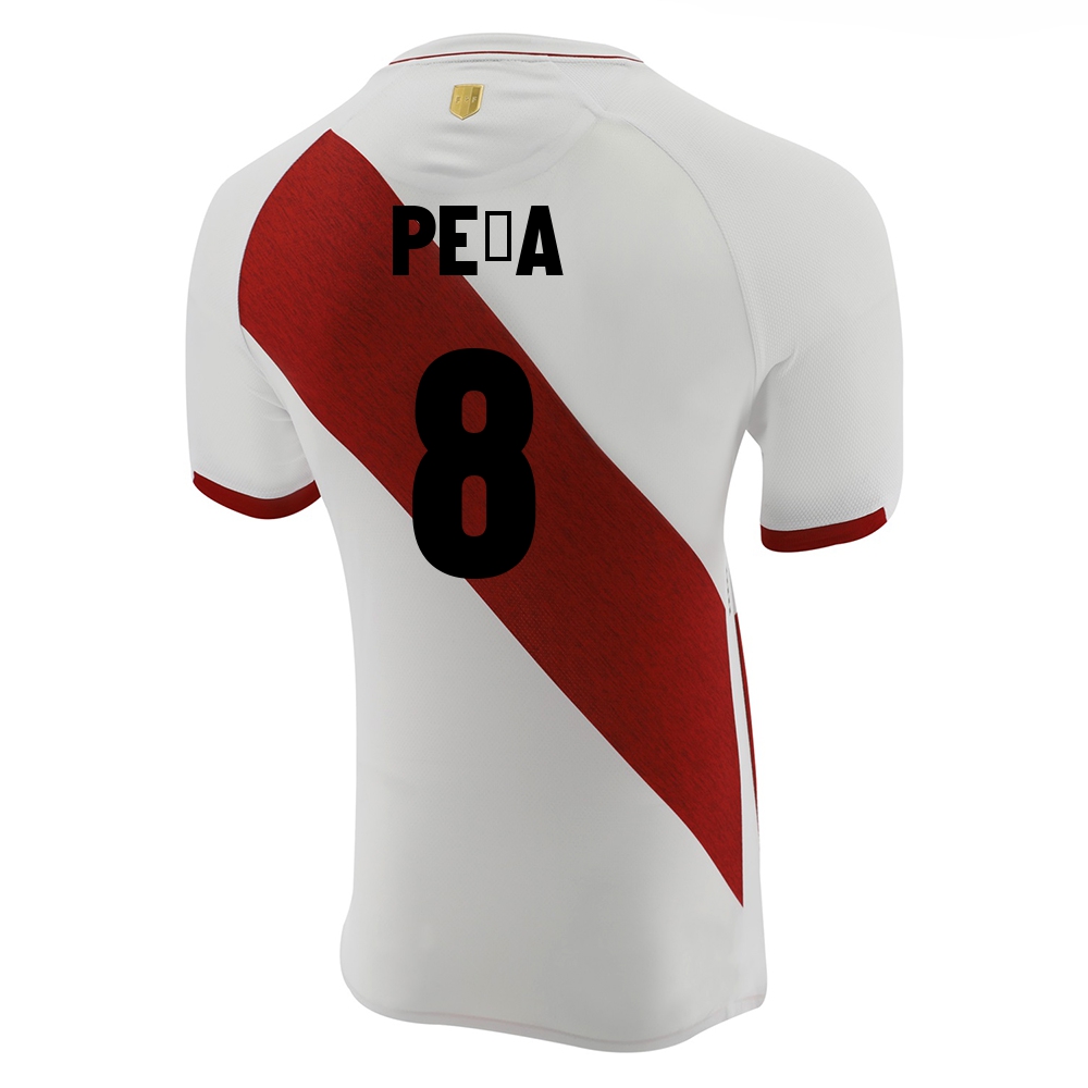 Kinder Peruanische Fussballnationalmannschaft Sergio Peña #8 Heimtrikot Weiß 2021 Trikot