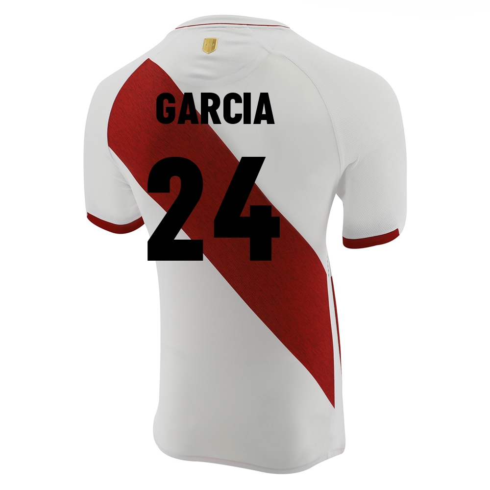 Kinder Peruanische Fussballnationalmannschaft Raziel Garcia #24 Heimtrikot Weiß 2021 Trikot