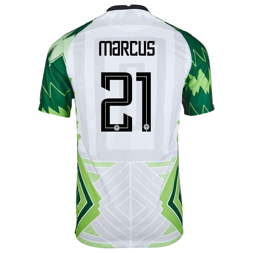 Herren Nigerianische Fussballnationalmannschaft Abraham Marcus #21 Heimtrikot Grün Weiß 2021 Trikot