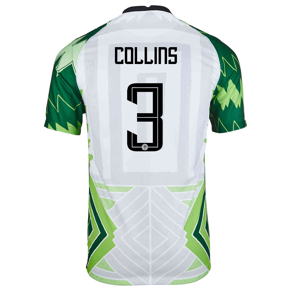 Kinder Nigerianische Fussballnationalmannschaft Jamilu Collins #3 Heimtrikot Grün Weiß 2021 Trikot