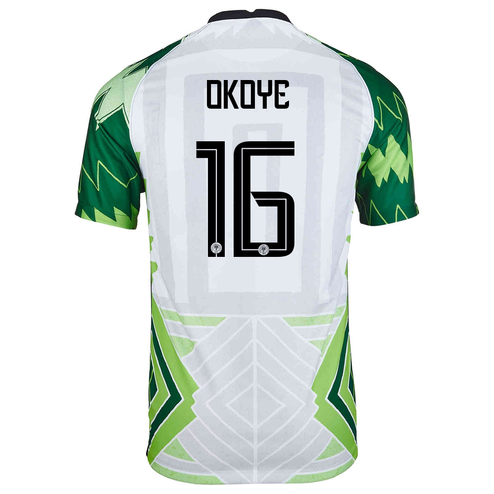 Herren Nigerianische Fussballnationalmannschaft Maduka Okoye #16 Heimtrikot Grün Weiß 2021 Trikot