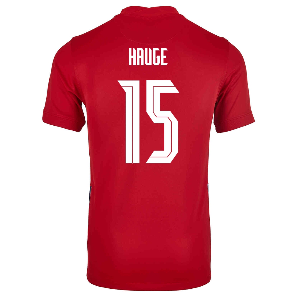 Kinder Norwegische Fussballnationalmannschaft Jens Petter Hauge #15 Heimtrikot Rot 2021 Trikot