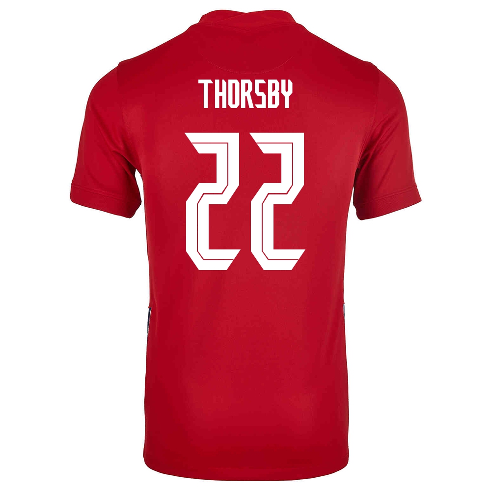 Kinder Norwegische Fussballnationalmannschaft Morten Thorsby #22 Heimtrikot Rot 2021 Trikot