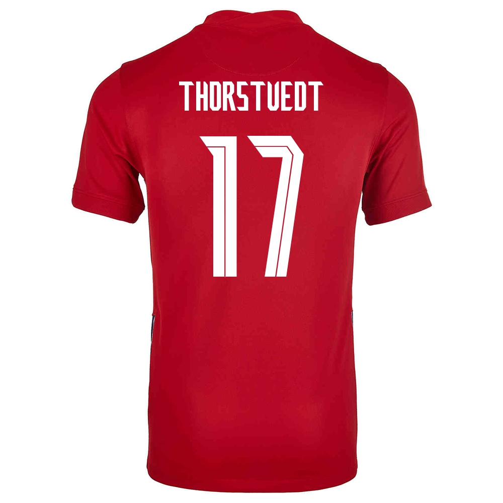 Kinder Norwegische Fussballnationalmannschaft Kristian Thorstvedt #17 Heimtrikot Rot 2021 Trikot