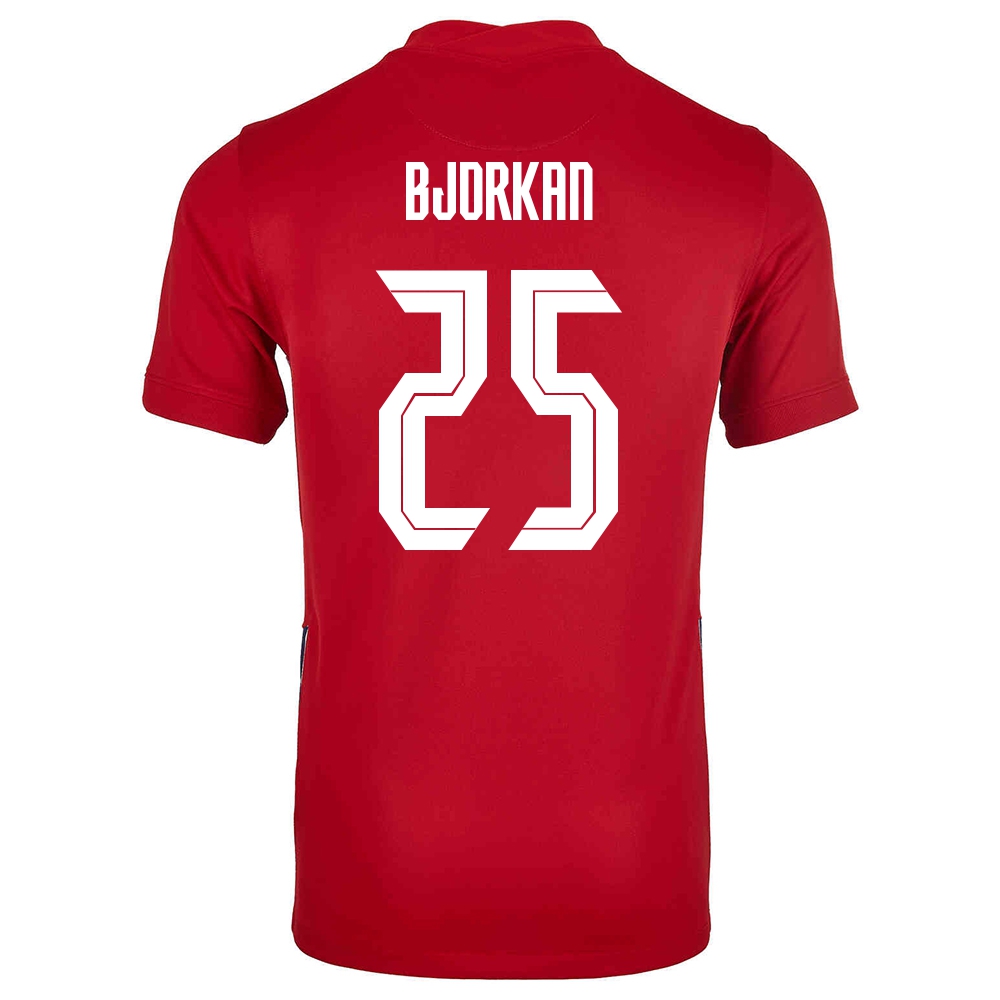 Herren Norwegische Fussballnationalmannschaft Fredrik Andre Bjorkan #25 Heimtrikot Rot 2021 Trikot