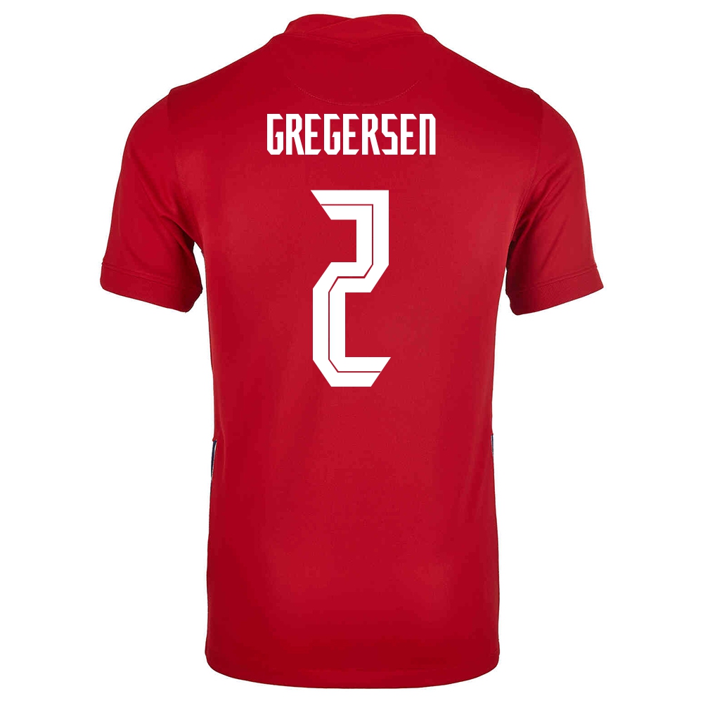 Damen Norwegische Fussballnationalmannschaft Stian Gregersen #2 Heimtrikot Rot 2021 Trikot