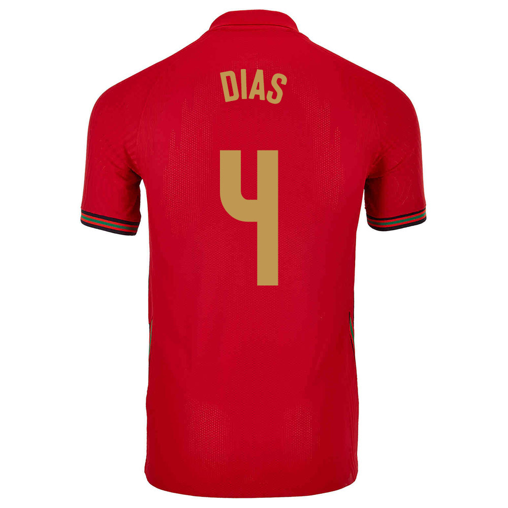 Damen Portugiesische Fussballnationalmannschaft Ruben Dias #4 Heimtrikot Rot 2021 Trikot