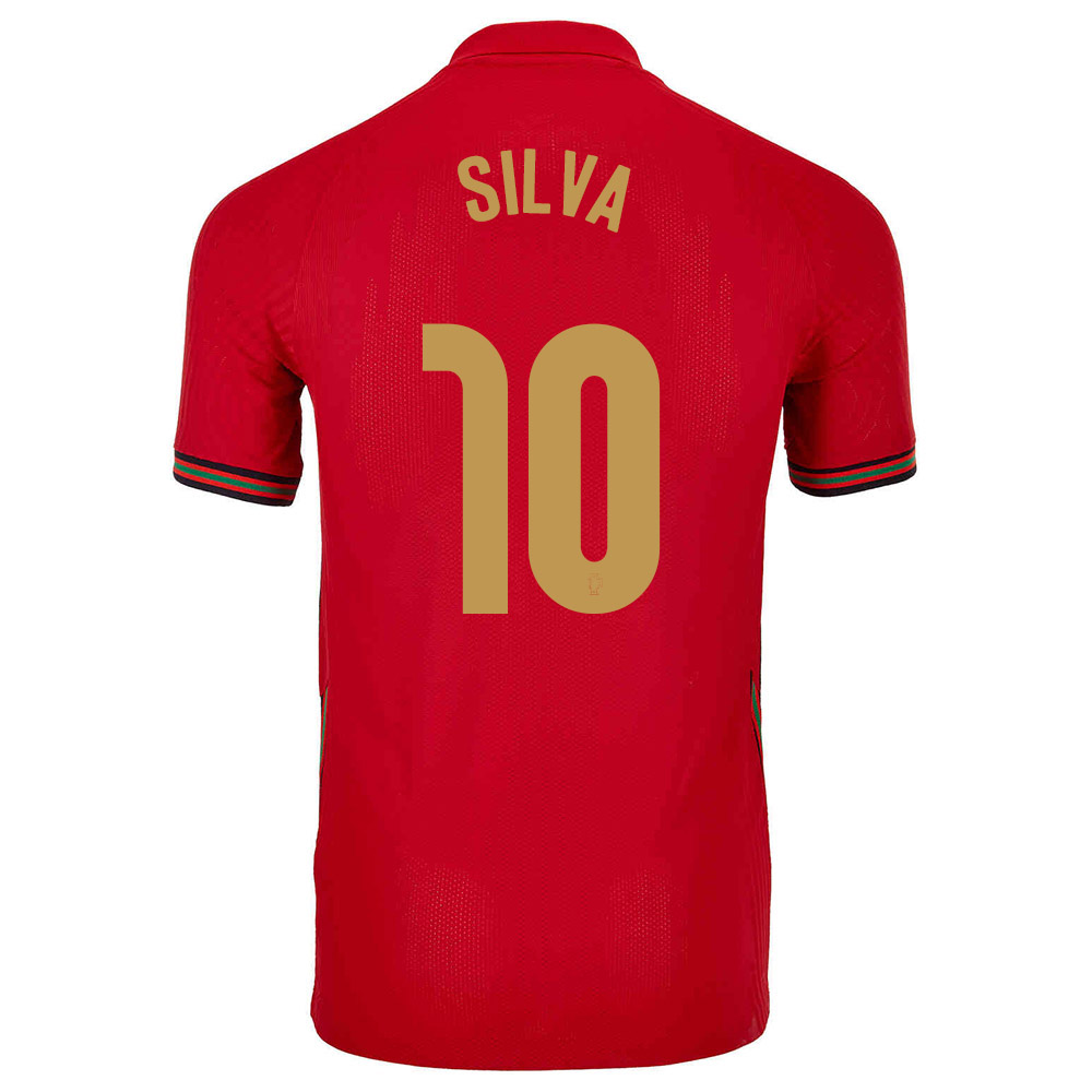 Kinder Portugiesische Fussballnationalmannschaft Bernardo Silva #10 Heimtrikot Rot 2021 Trikot