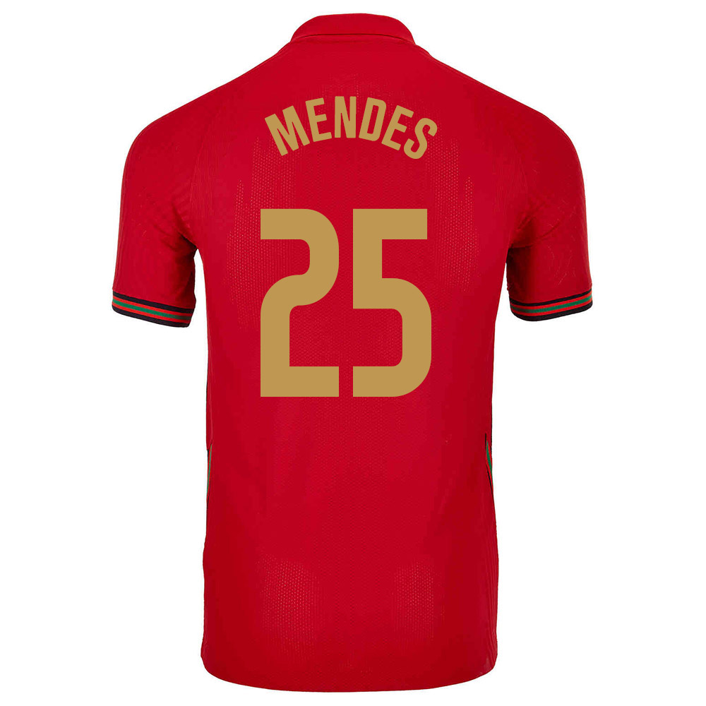 Damen Portugiesische Fussballnationalmannschaft Nuno Mendes #25 Heimtrikot Rot 2021 Trikot