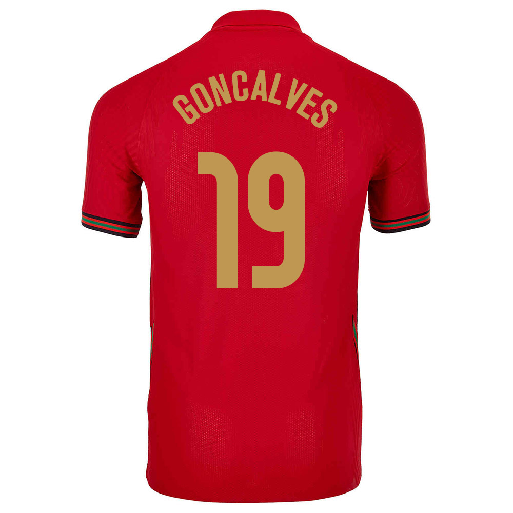 Damen Portugiesische Fussballnationalmannschaft Pedro Goncalves #19 Heimtrikot Rot 2021 Trikot