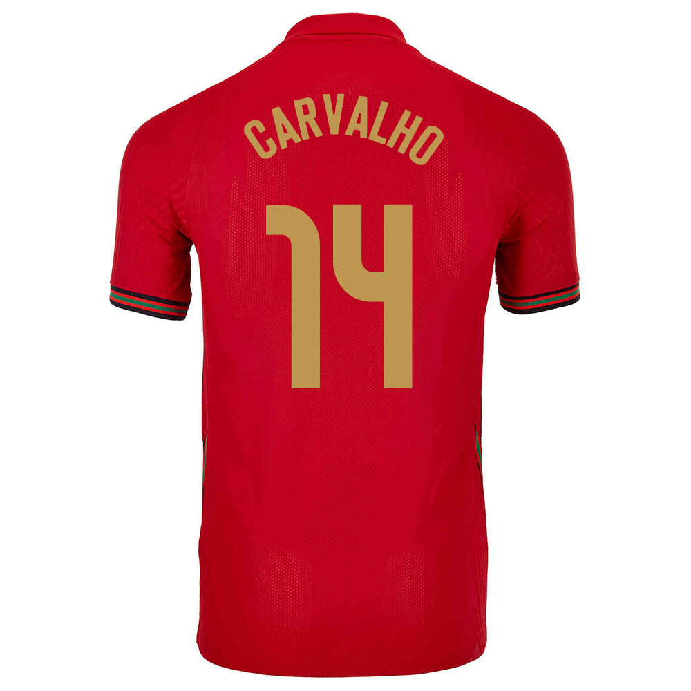 Kinder Portugiesische Fussballnationalmannschaft William Carvalho #14 Heimtrikot Rot 2021 Trikot