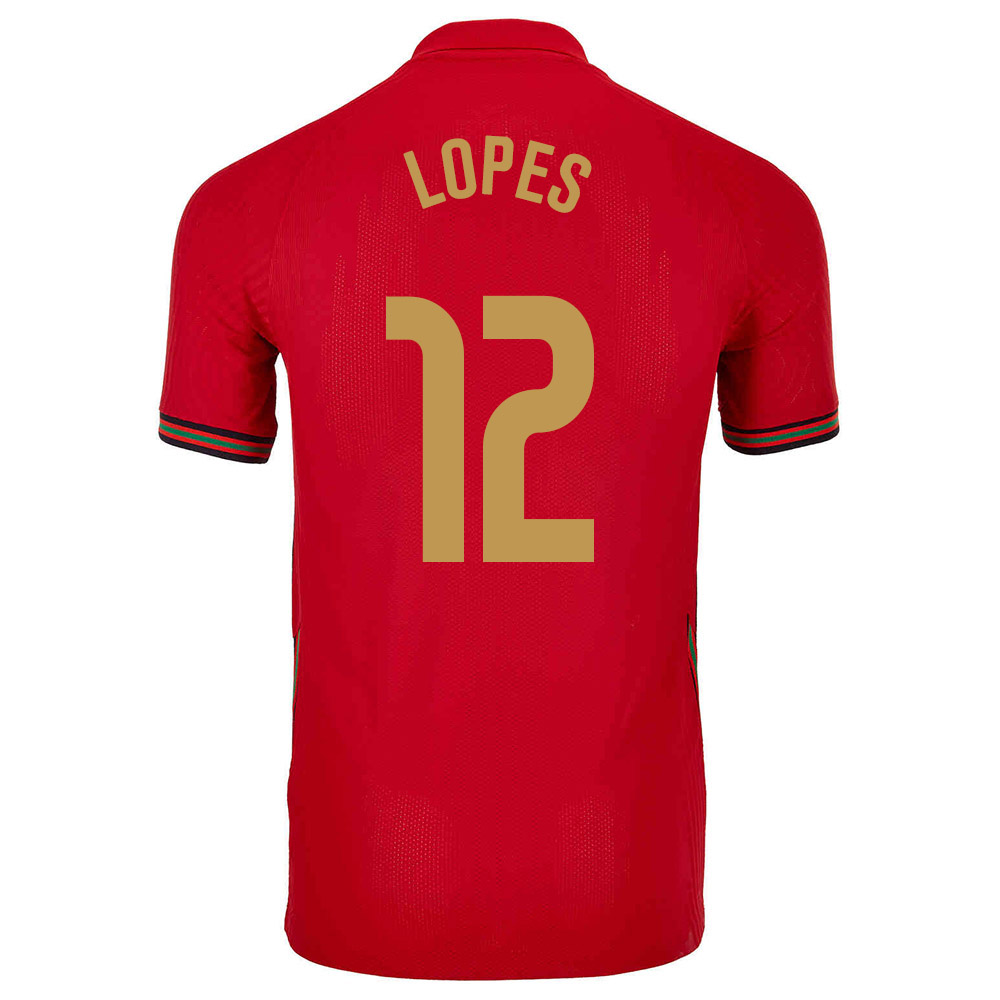 Kinder Portugiesische Fussballnationalmannschaft Anthony Lopes #12 Heimtrikot Rot 2021 Trikot