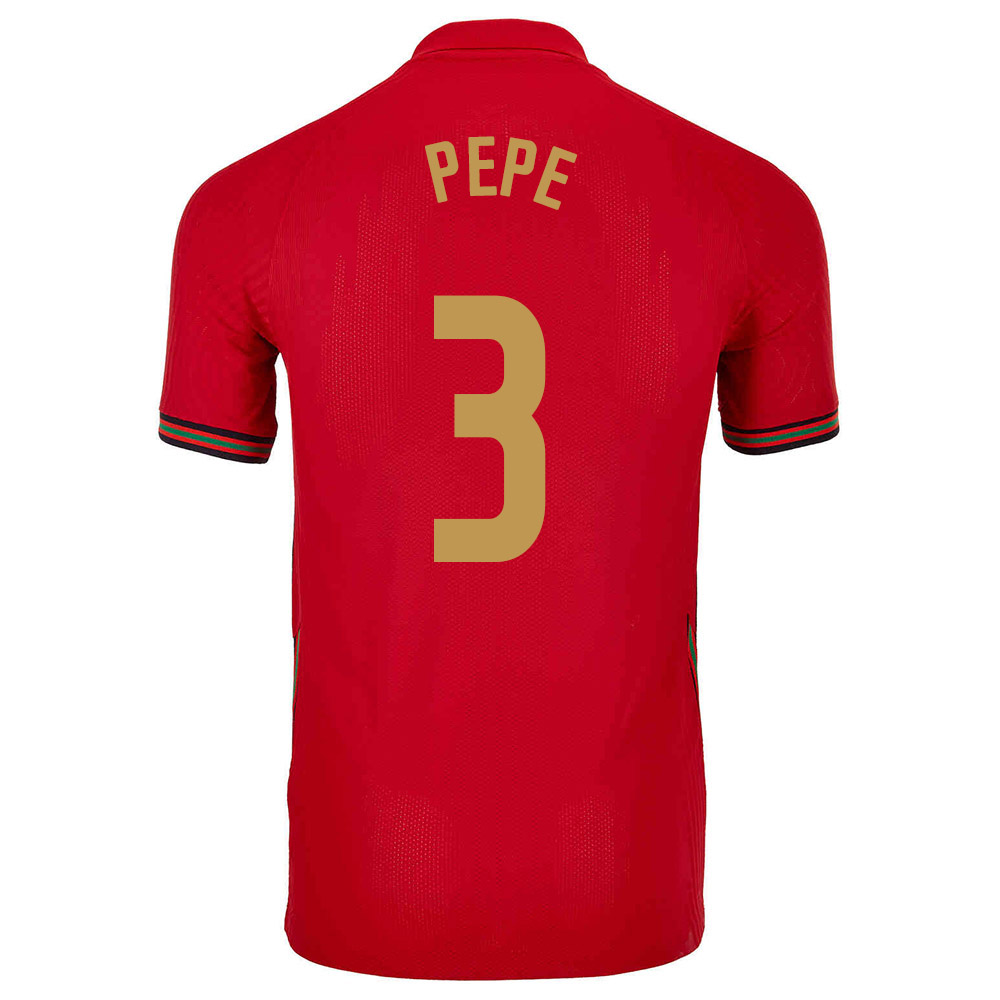 Damen Portugiesische Fussballnationalmannschaft Pepe #3 Heimtrikot Rot 2021 Trikot