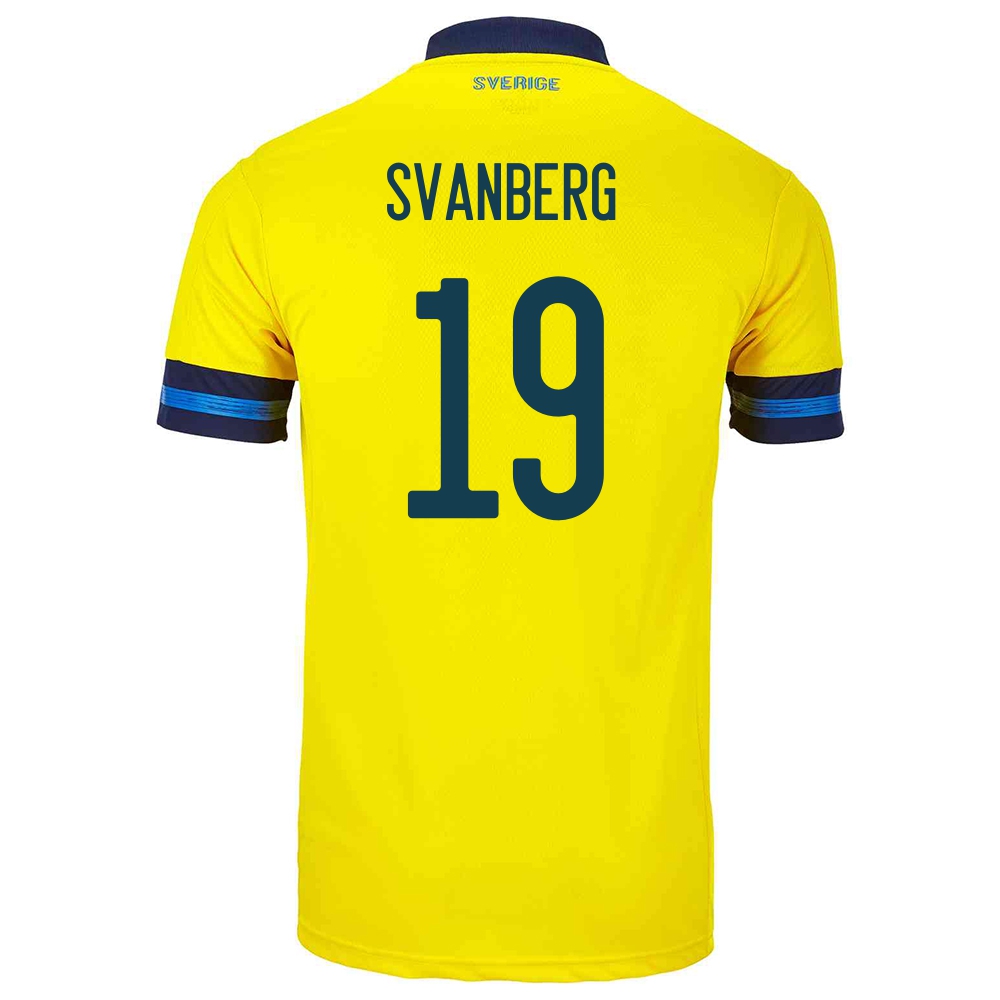 Herren Schwedische Fussballnationalmannschaft Mattias Svanberg #19 Heimtrikot Gelb 2021 Trikot