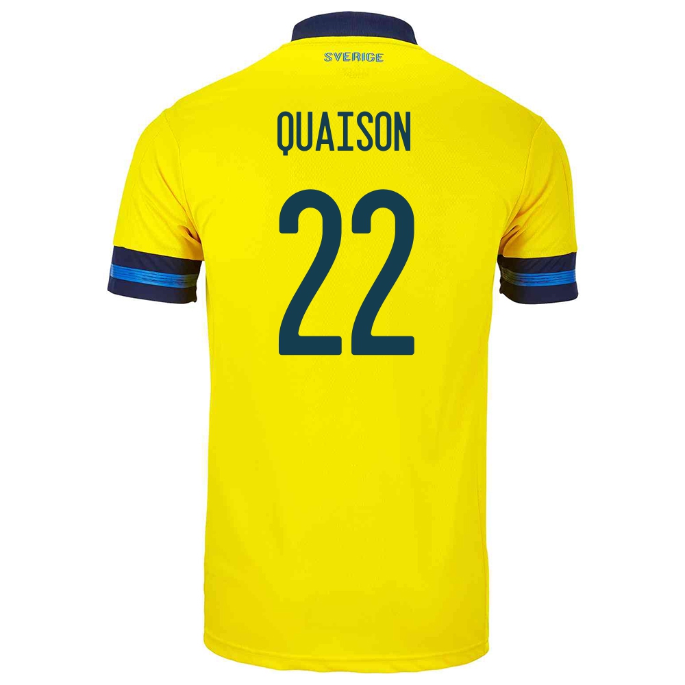 Herren Schwedische Fussballnationalmannschaft Robin Quaison #22 Heimtrikot Gelb 2021 Trikot
