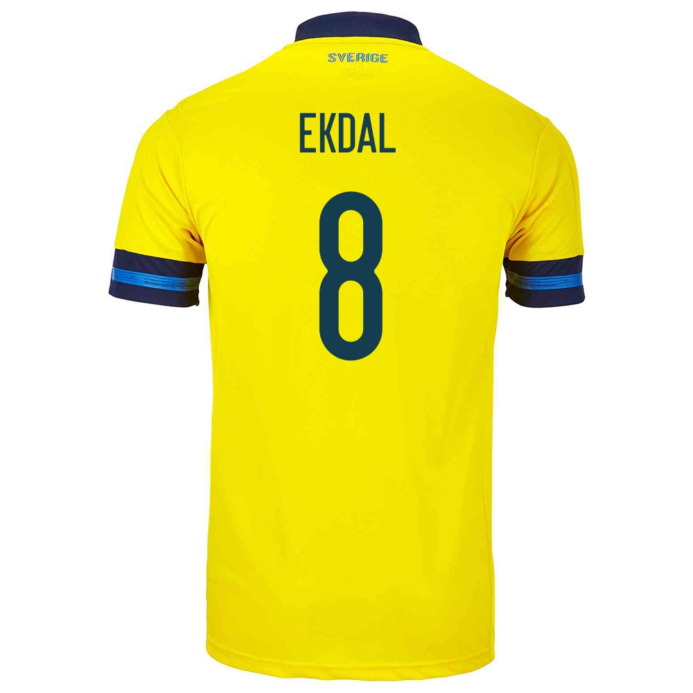Damen Schwedische Fussballnationalmannschaft Albin Ekdal #8 Heimtrikot Gelb 2021 Trikot