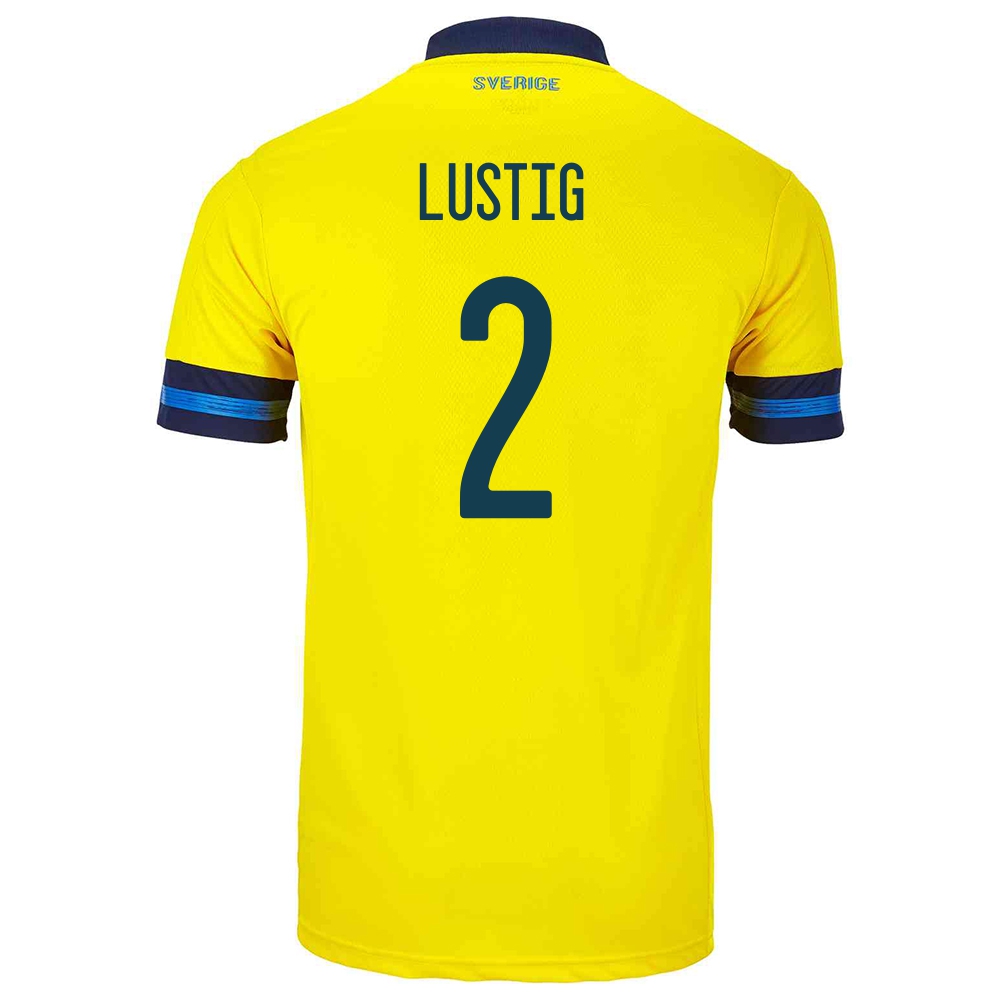 Herren Schwedische Fussballnationalmannschaft Mikael Lustig #2 Heimtrikot Gelb 2021 Trikot