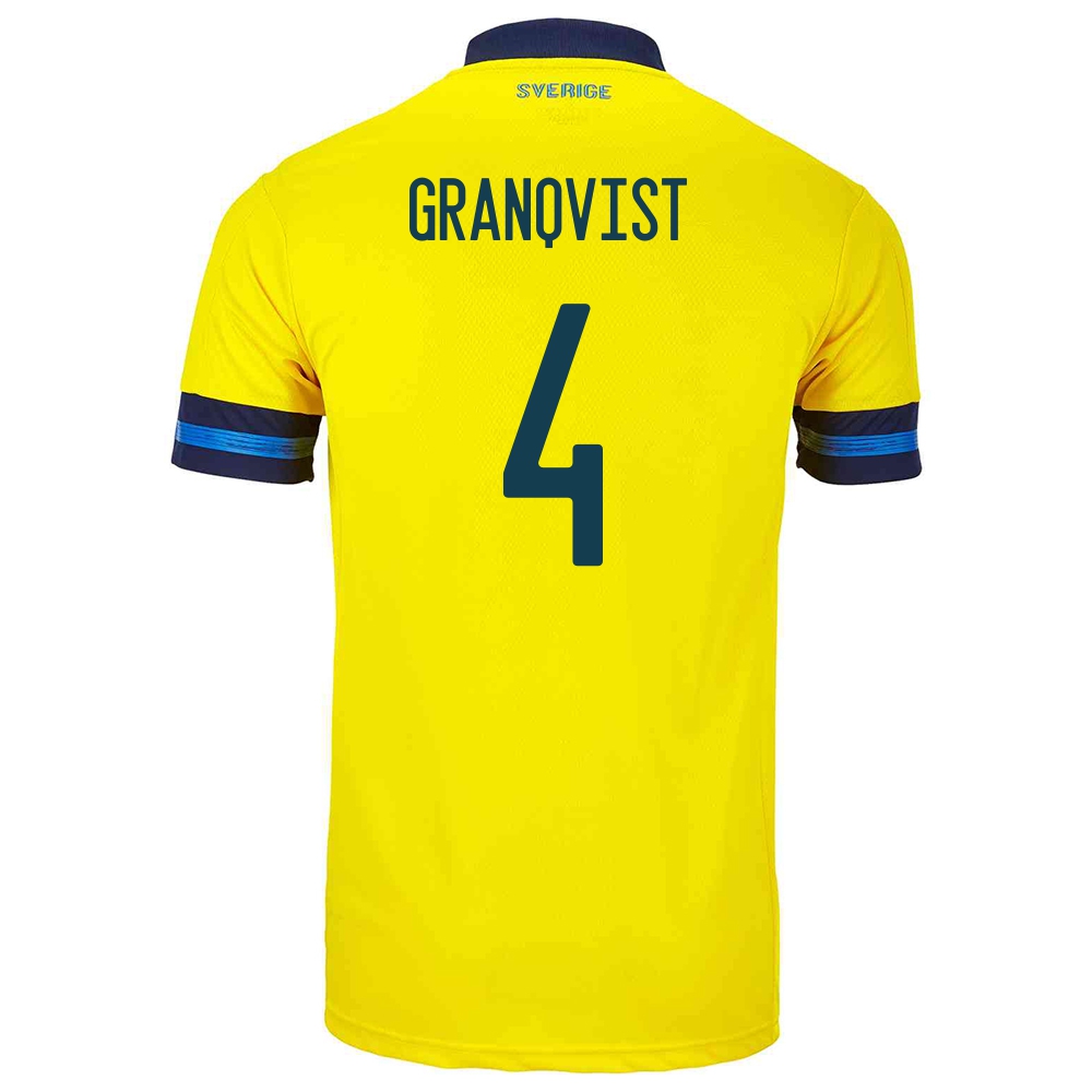 Herren Schwedische Fussballnationalmannschaft Andreas Granqvist #4 Heimtrikot Gelb 2021 Trikot