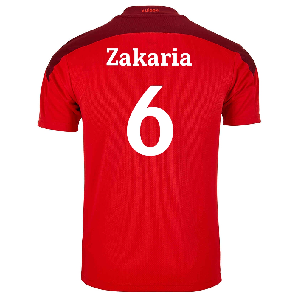 Herren Schweizer Fussballnationalmannschaft Denis Zakaria #6 Heimtrikot Rot 2021 Trikot