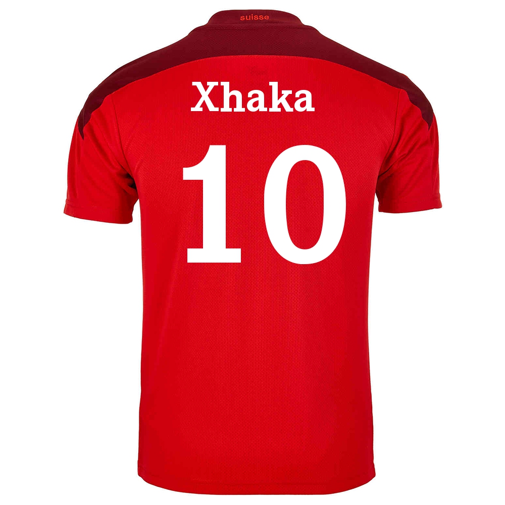 Damen Schweizer Fussballnationalmannschaft Granit Xhaka #10 Heimtrikot Rot 2021 Trikot