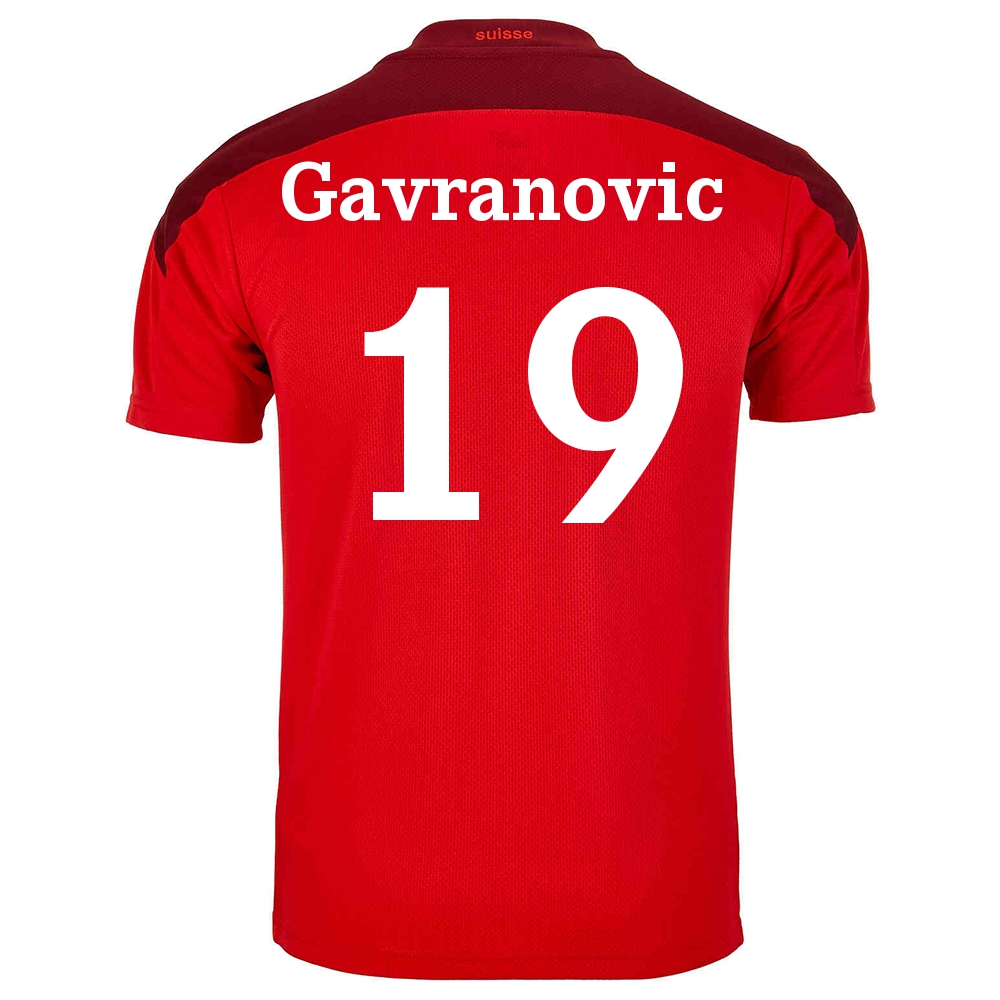 Damen Schweizer Fussballnationalmannschaft Mario Gavranovic #19 Heimtrikot Rot 2021 Trikot
