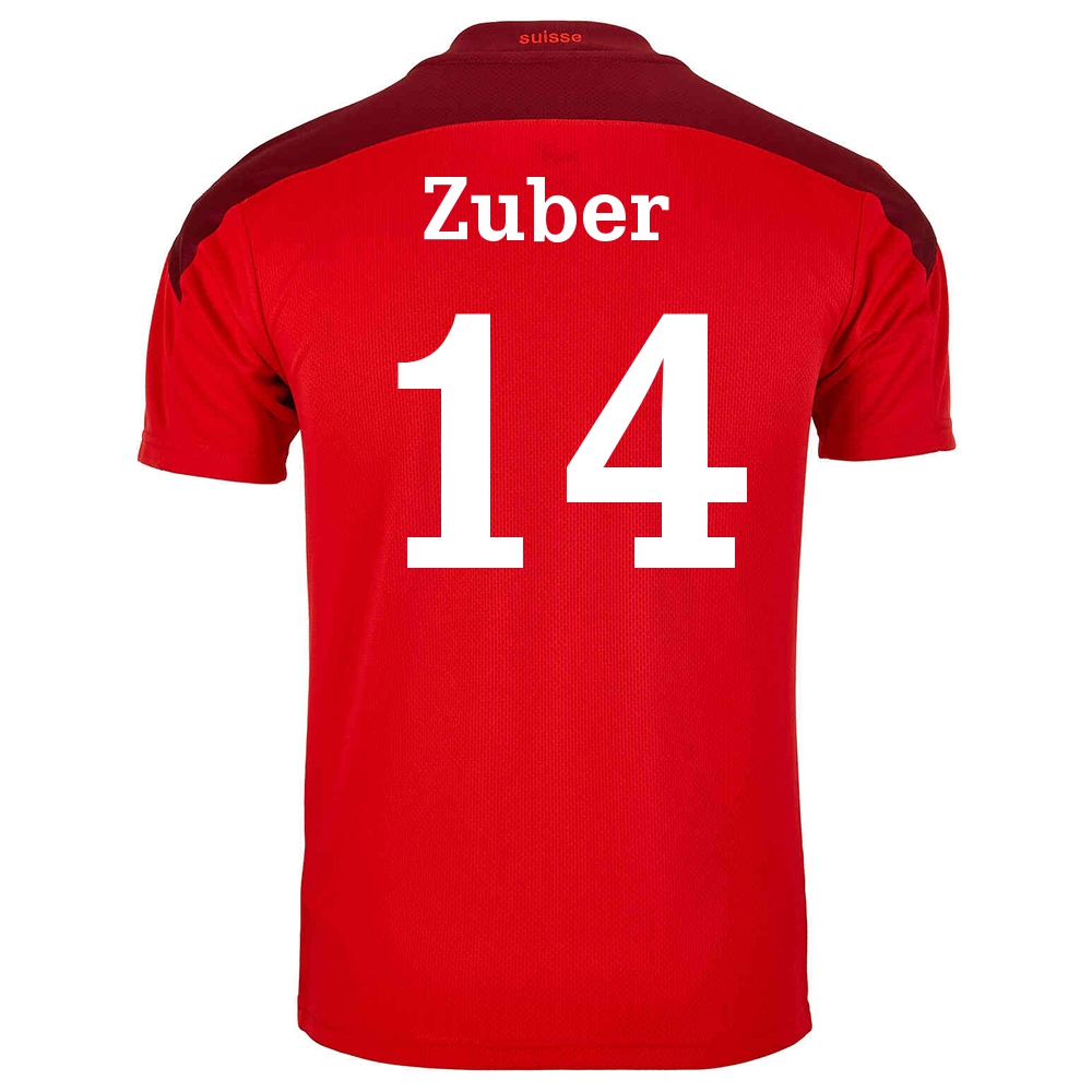 Damen Schweizer Fussballnationalmannschaft Steven Zuber #14 Heimtrikot Rot 2021 Trikot
