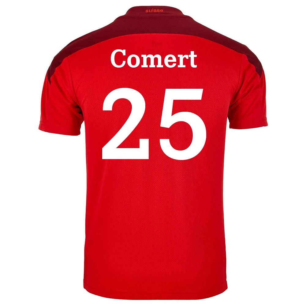 Kinder Schweizer Fussballnationalmannschaft Eray Comert #25 Heimtrikot Rot 2021 Trikot