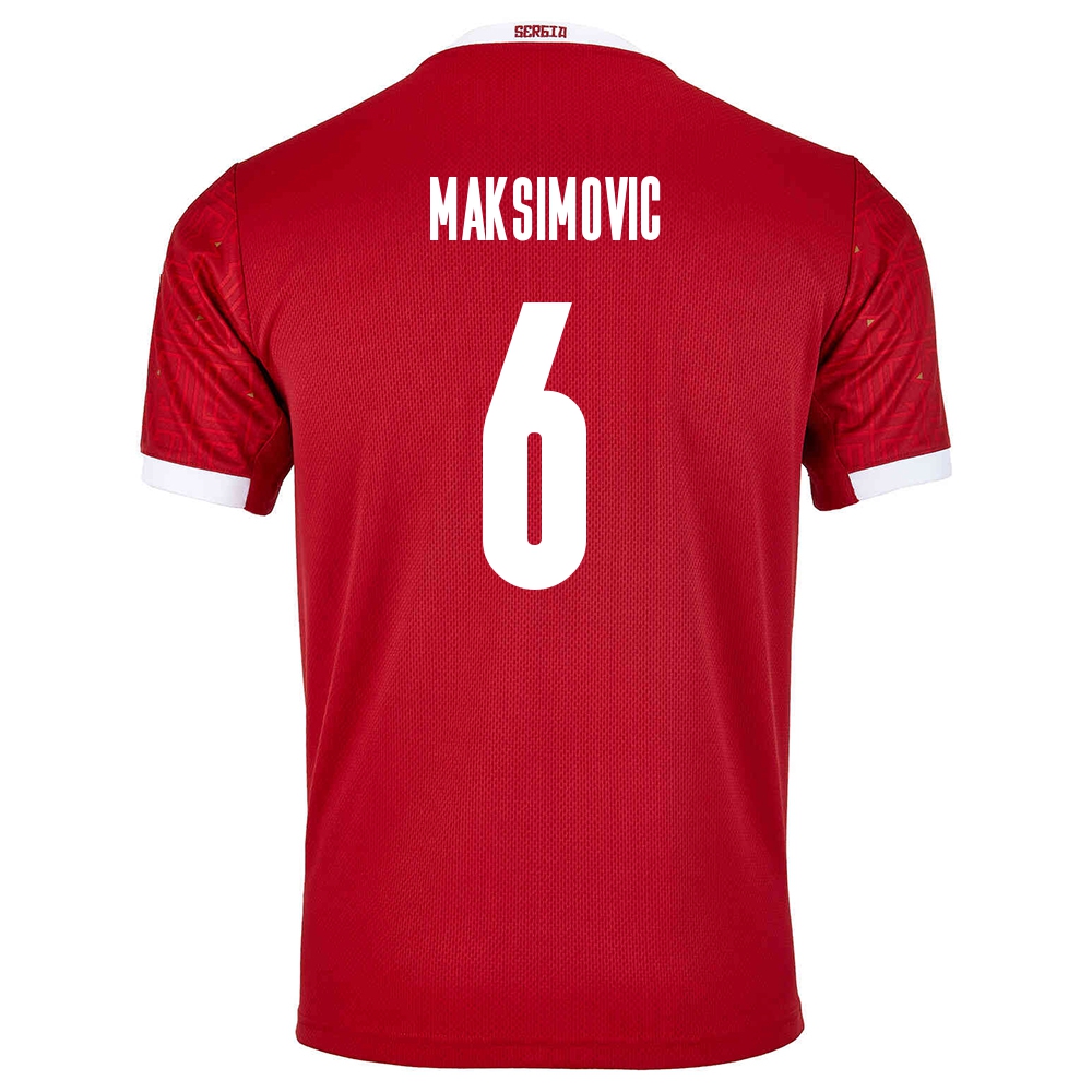 Herren Serbische Fussballnationalmannschaft Nemanja Maksimovic #6 Heimtrikot Rot 2021 Trikot