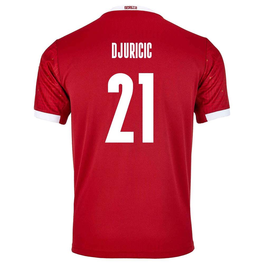 Herren Serbische Fussballnationalmannschaft Filip Djuricic #21 Heimtrikot Rot 2021 Trikot