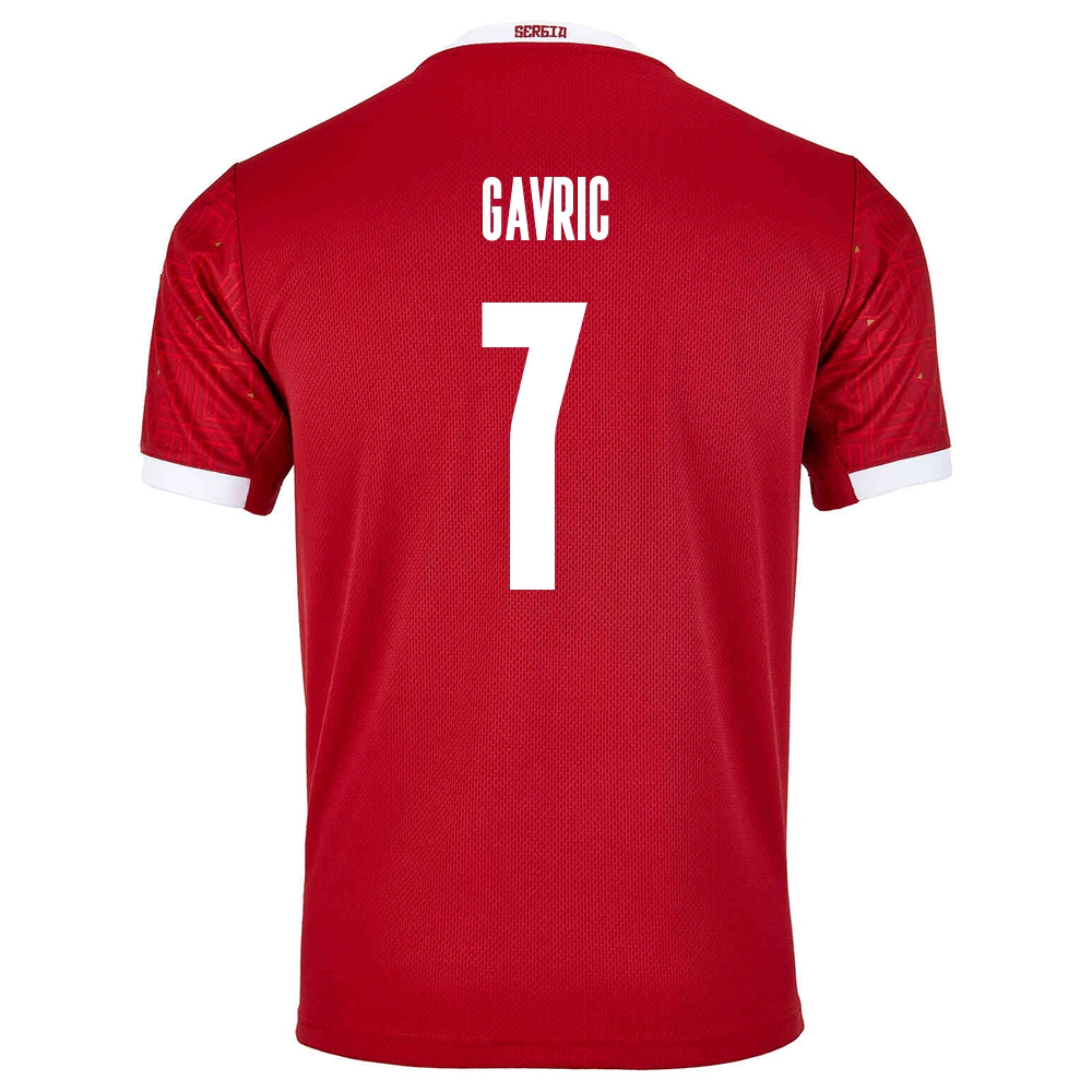 Herren Serbische Fussballnationalmannschaft Zeljko Gavric #7 Heimtrikot Rot 2021 Trikot