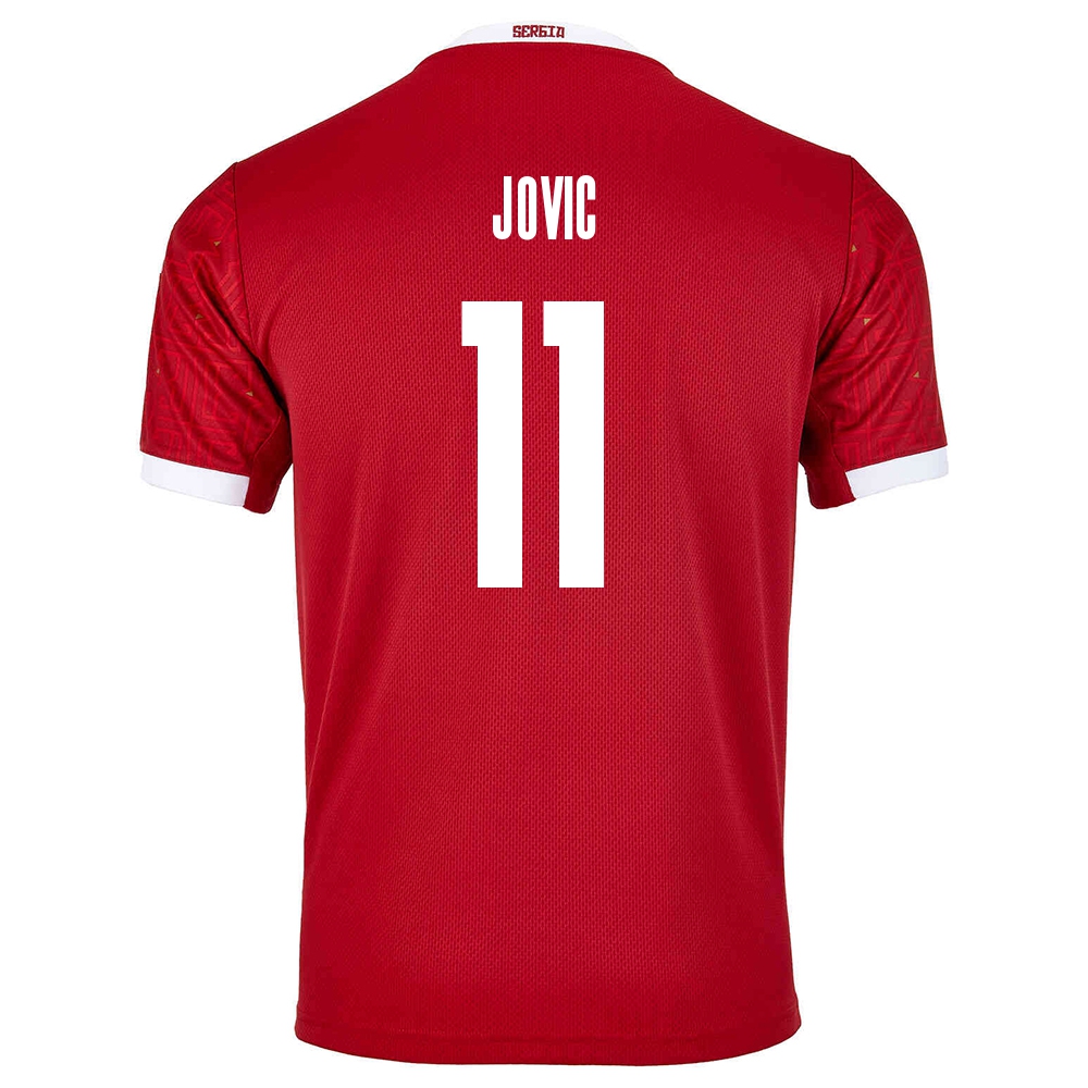 Kinder Serbische Fussballnationalmannschaft Nemanja Jovic #11 Heimtrikot Rot 2021 Trikot