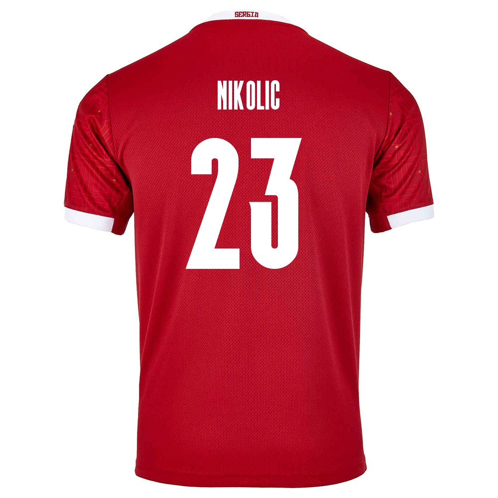 Damen Serbische Fussballnationalmannschaft Djordje Nikolic #23 Heimtrikot Rot 2021 Trikot