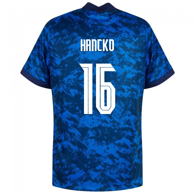 Damen Slowakische Fussballnationalmannschaft David Hancko #16 Heimtrikot Dunkelblau 2021 Trikot