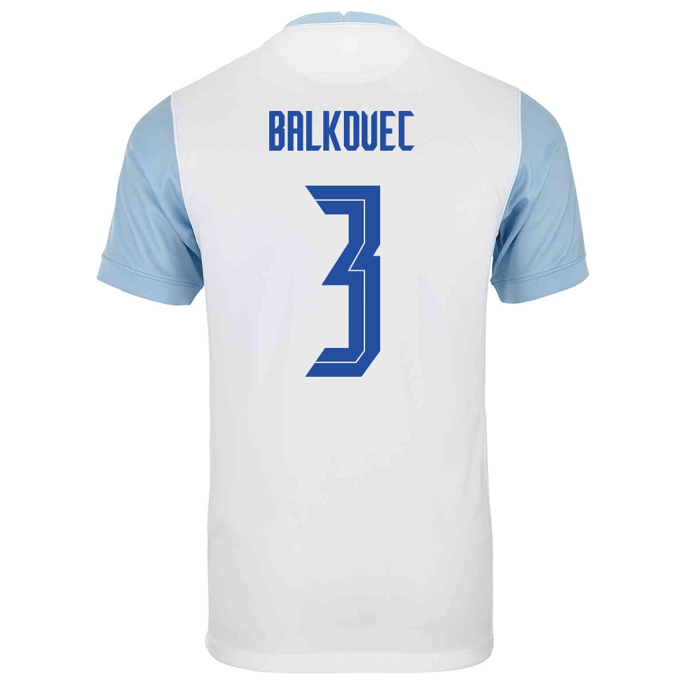Herren Slowenische Fussballnationalmannschaft Jure Balkovec #3 Heimtrikot Weiß 2021 Trikot