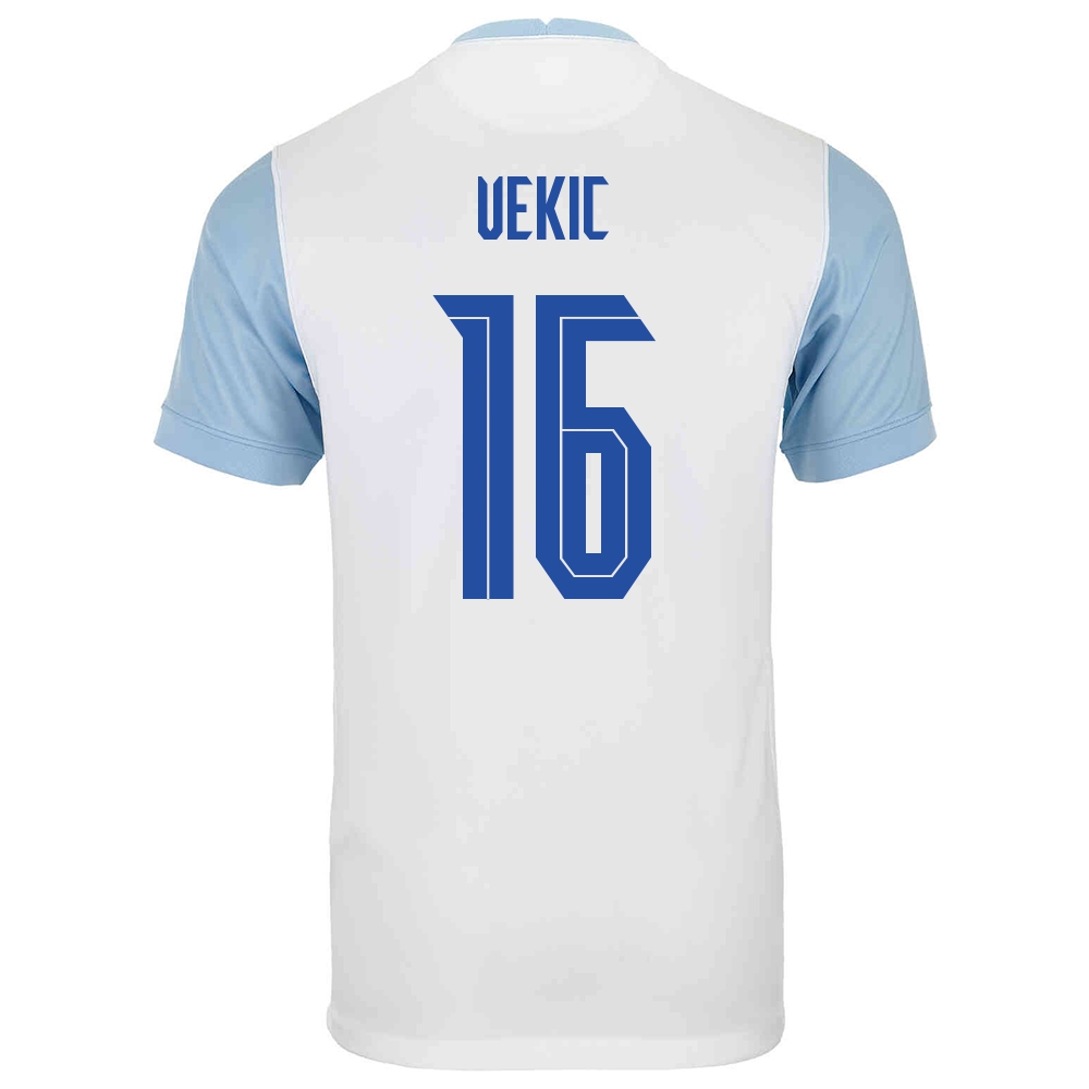 Herren Slowenische Fussballnationalmannschaft Igor Vekic #16 Heimtrikot Weiß 2021 Trikot