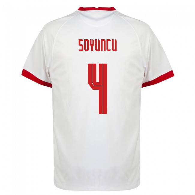 Damen Türkische Fussballnationalmannschaft Caglar Soyuncu #4 Heimtrikot Weiß 2021 Trikot