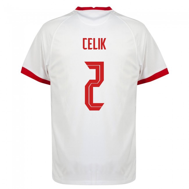 Herren Türkische Fussballnationalmannschaft Zeki Celik #2 Heimtrikot Weiß 2021 Trikot