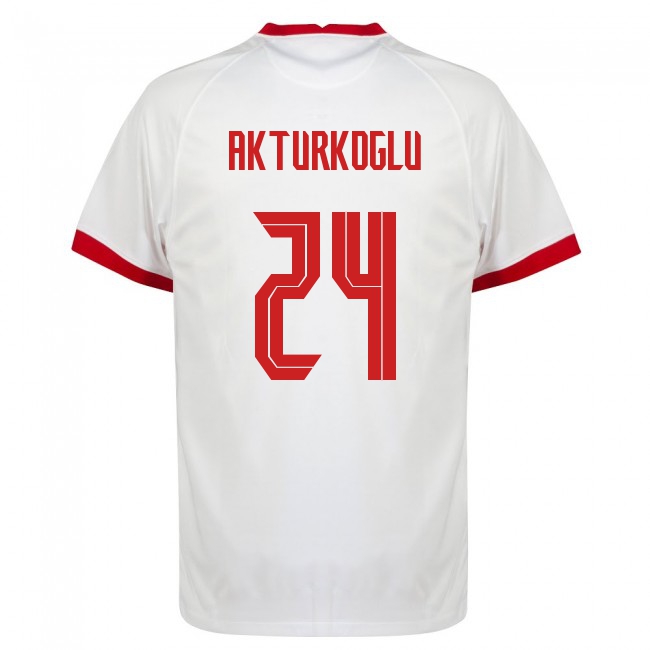 Kinder Türkische Fussballnationalmannschaft Kerem Akturkoglu #24 Heimtrikot Weiß 2021 Trikot